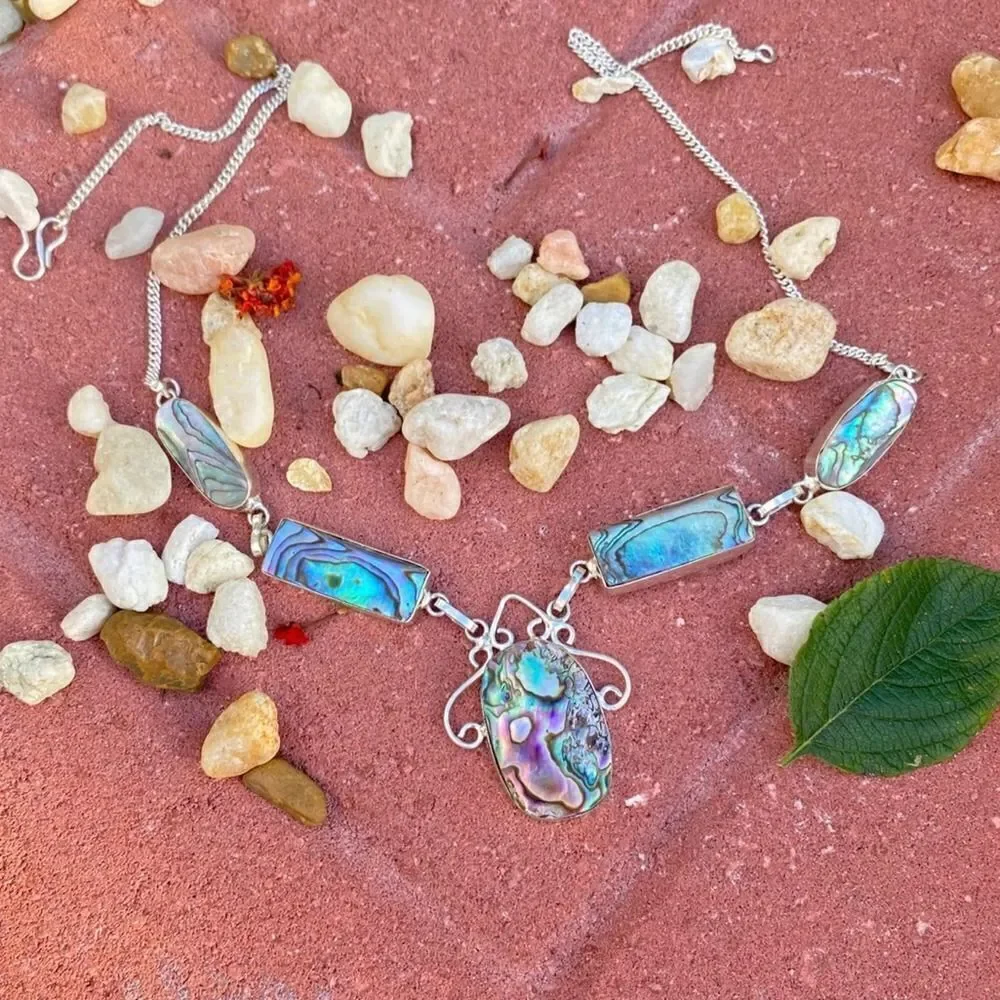Abalone Sterling Silver Boho Necklace